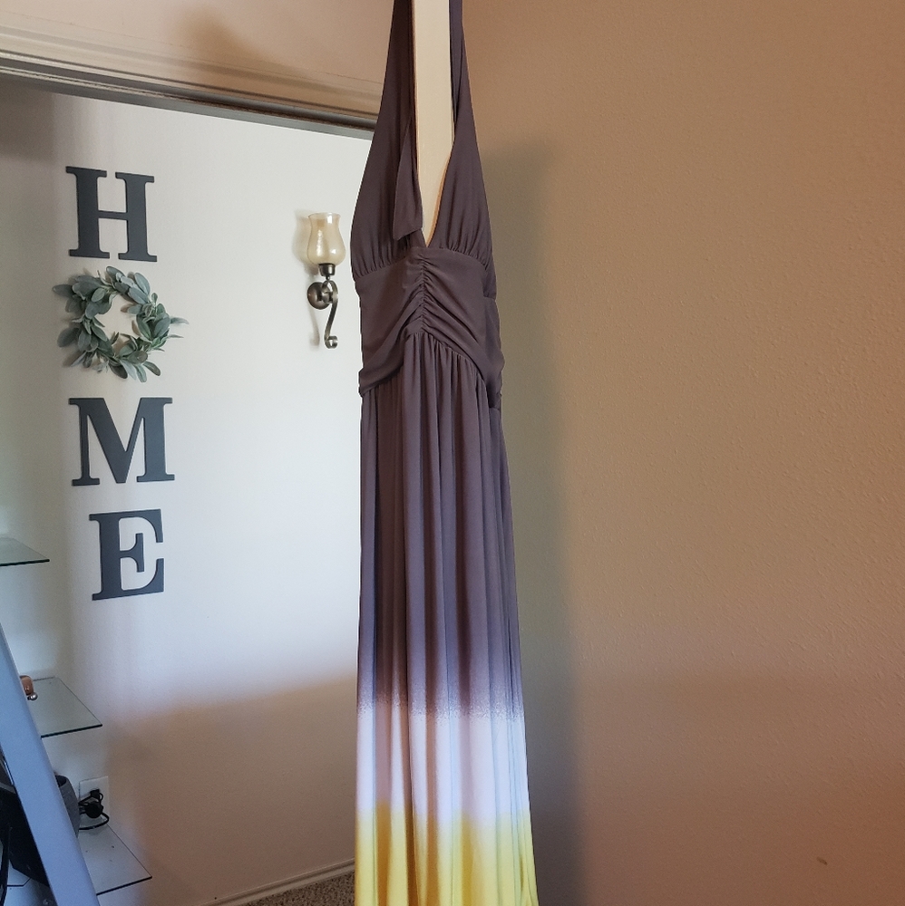 Gray and yellow dress